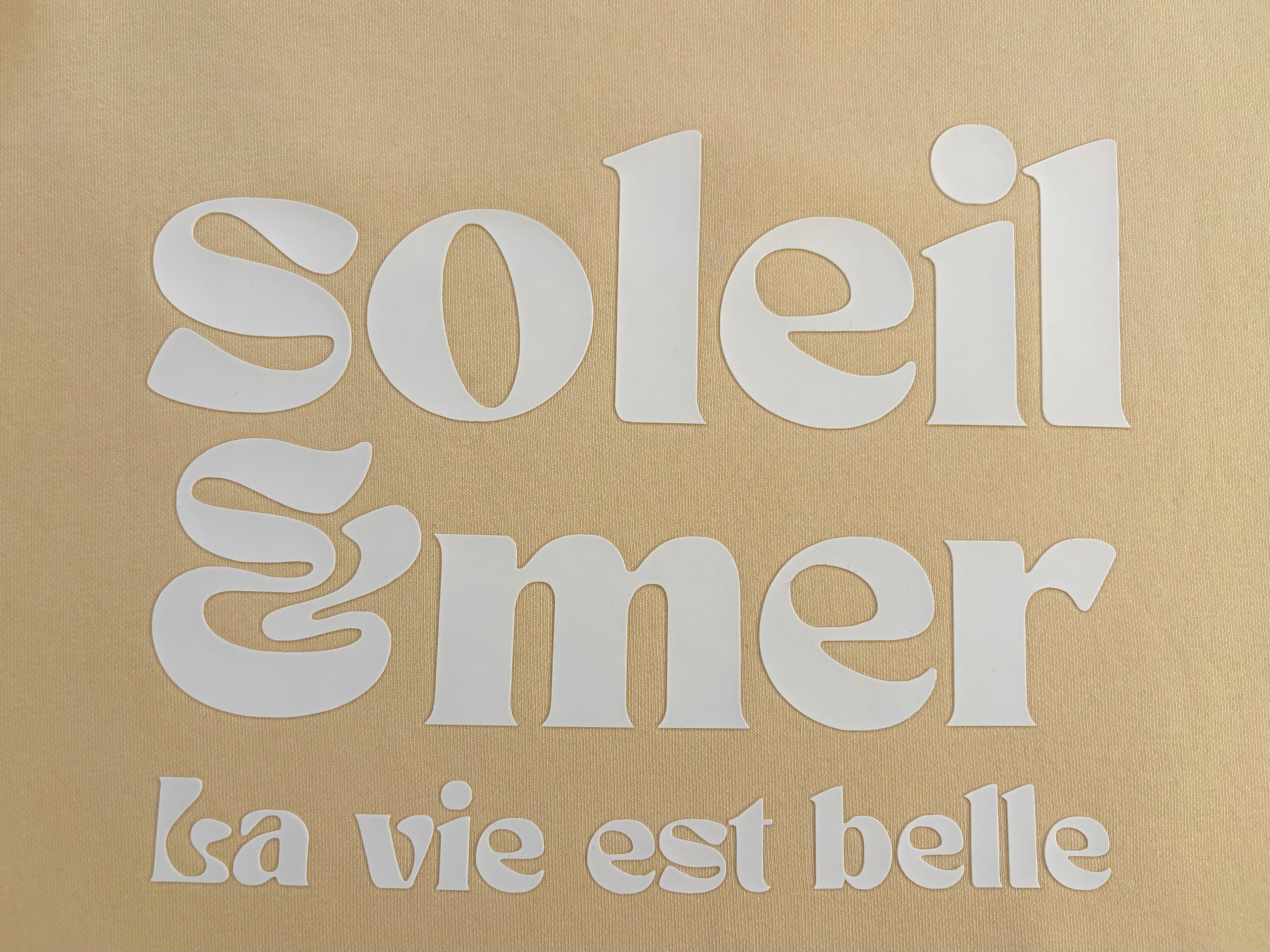 Damen-Sweater | „mer & soleil, la vie est belle“ | mit Bio-Baumwolle in Zertifizierung
