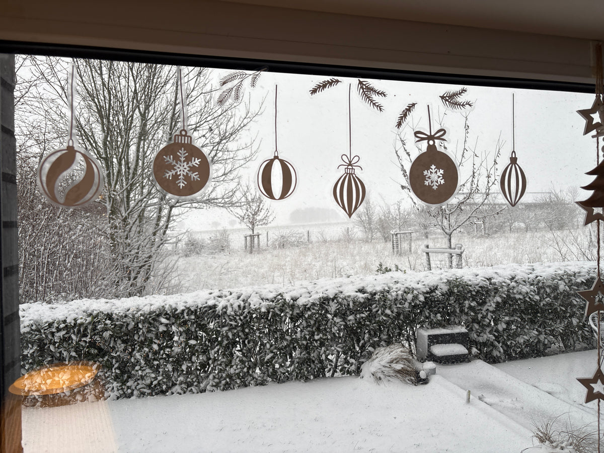 Fensterbild wiederverwendbar Winter | Weihnachtskugeln| Sticker Aufkleber Fenstersticker Fensteraufkleber