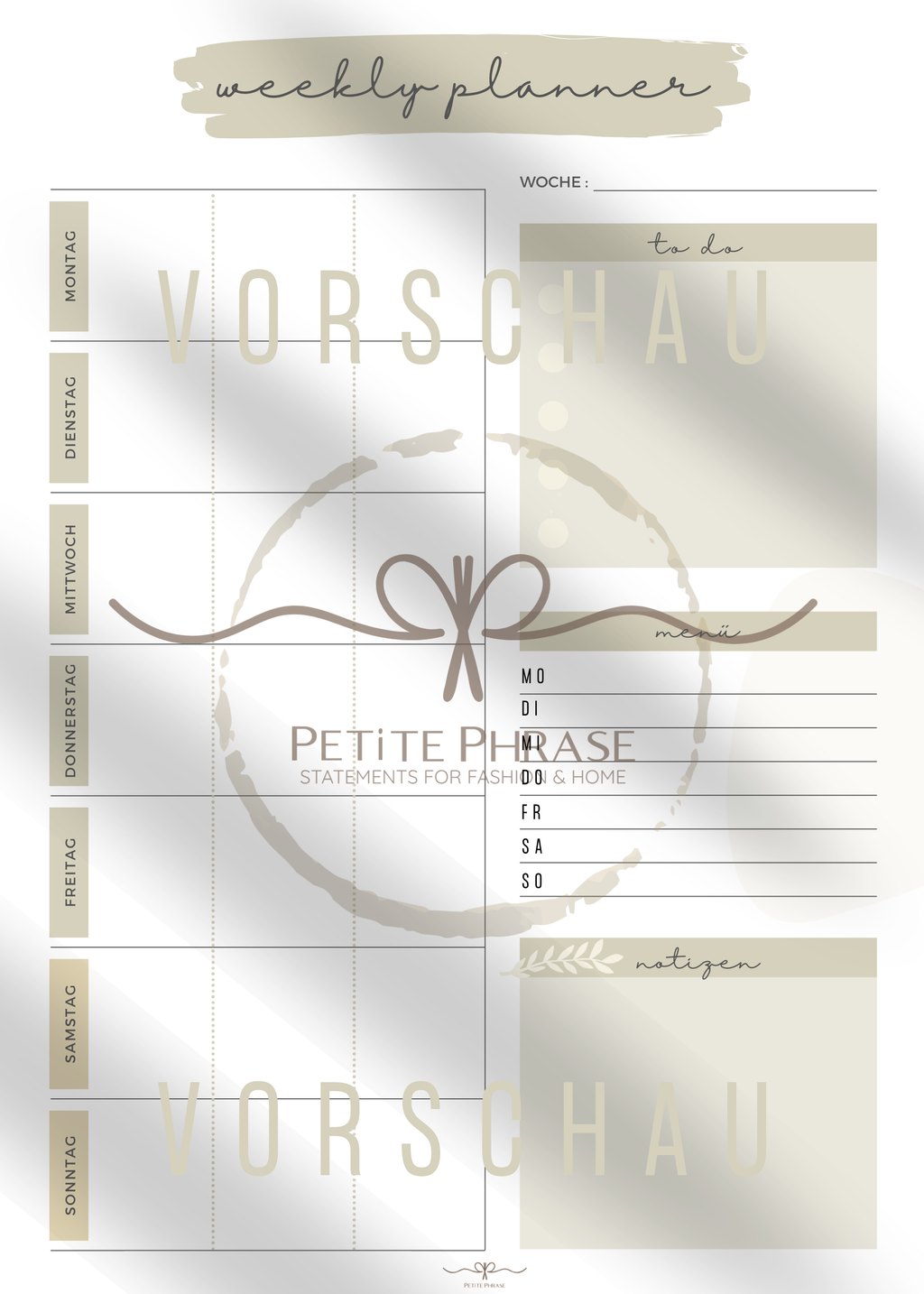 Wochenplaner | digital zum Ausdrucken | 3 Personen