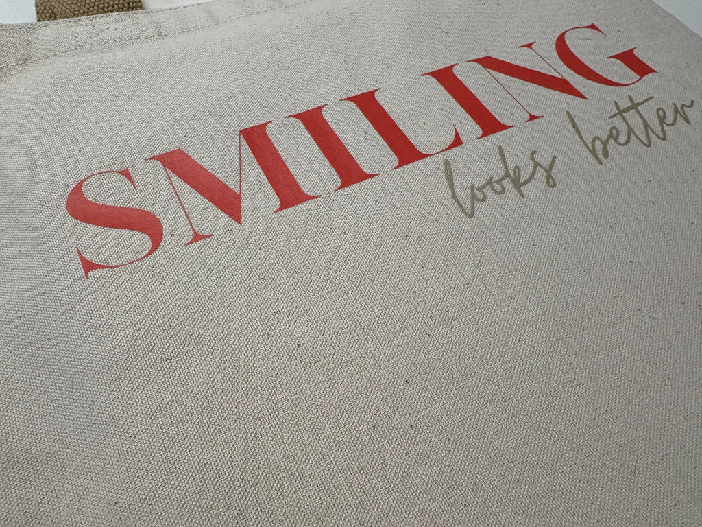 Jute Shopper – „smiling looks better“