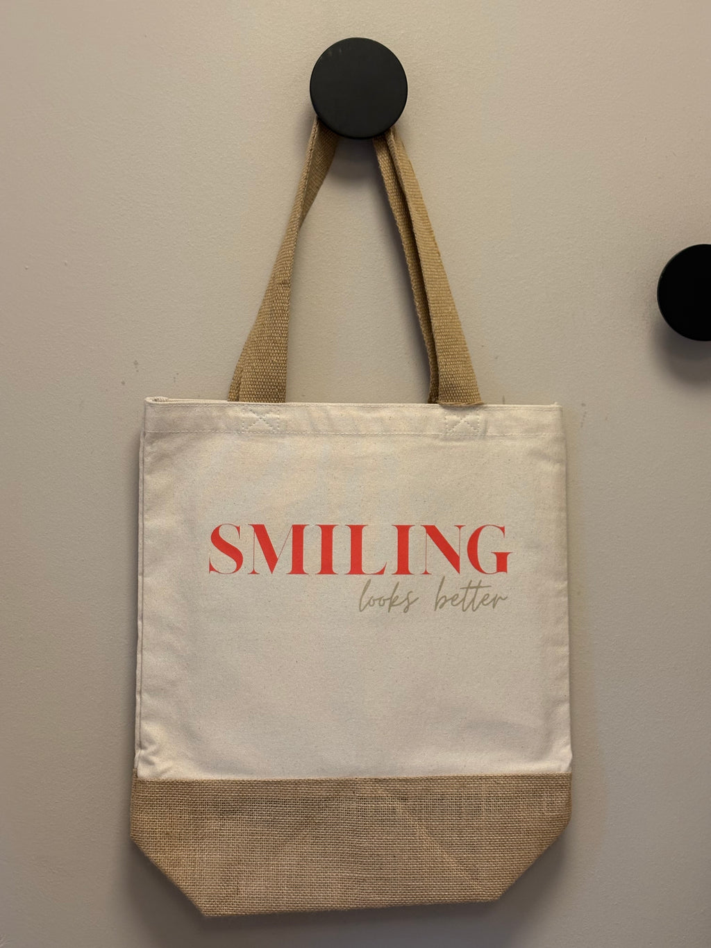 Jute Shopper – „smiling looks better“