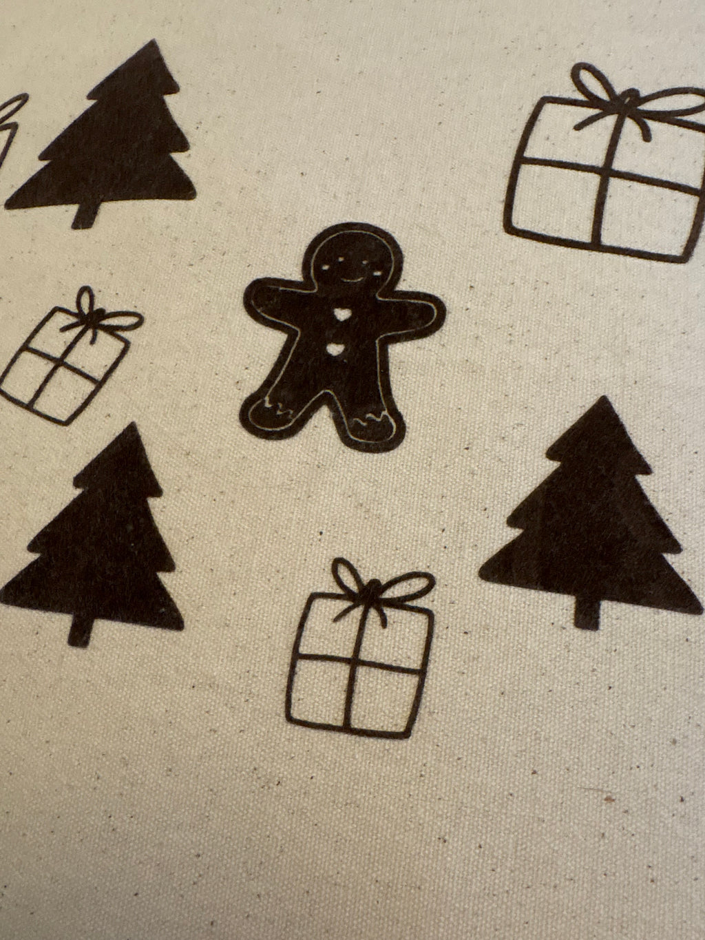 Kissenbezug Weihnachten 40x40 cm | handgemacht, fairtrade, Weihnachtsmotive Lebkuchen Tannen