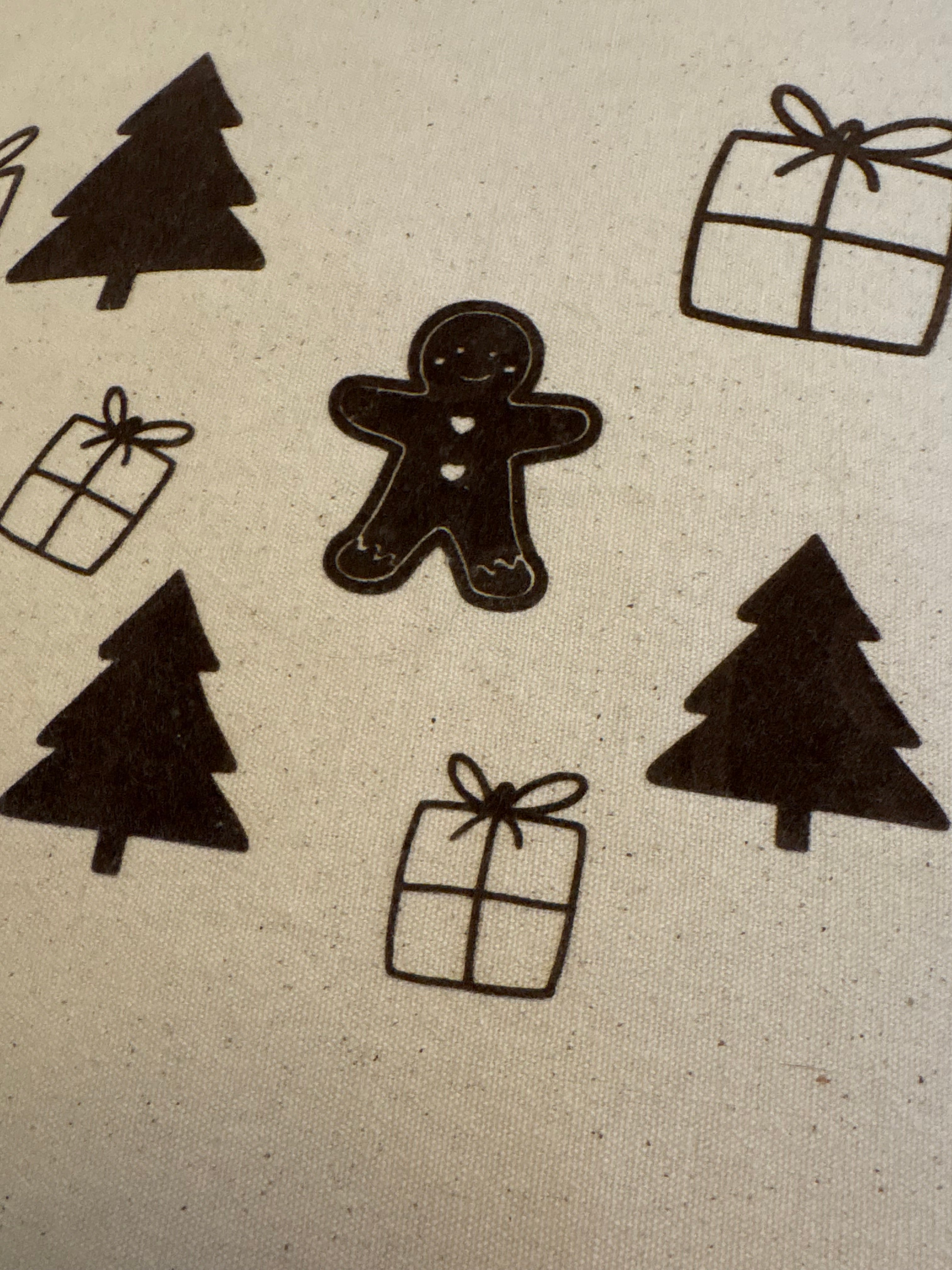 Kissenbezug Weihnachten 40x40 cm | handgemacht, fairtrade, Weihnachtsmotive Lebkuchen Tannen