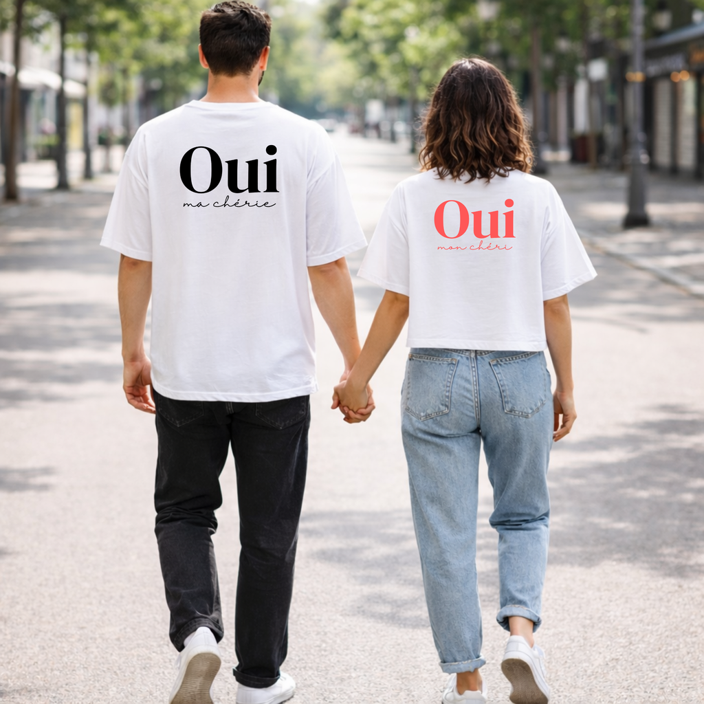 Women heavy Crop T-shirt | Oui mon chéri | Bio-Baumwolle