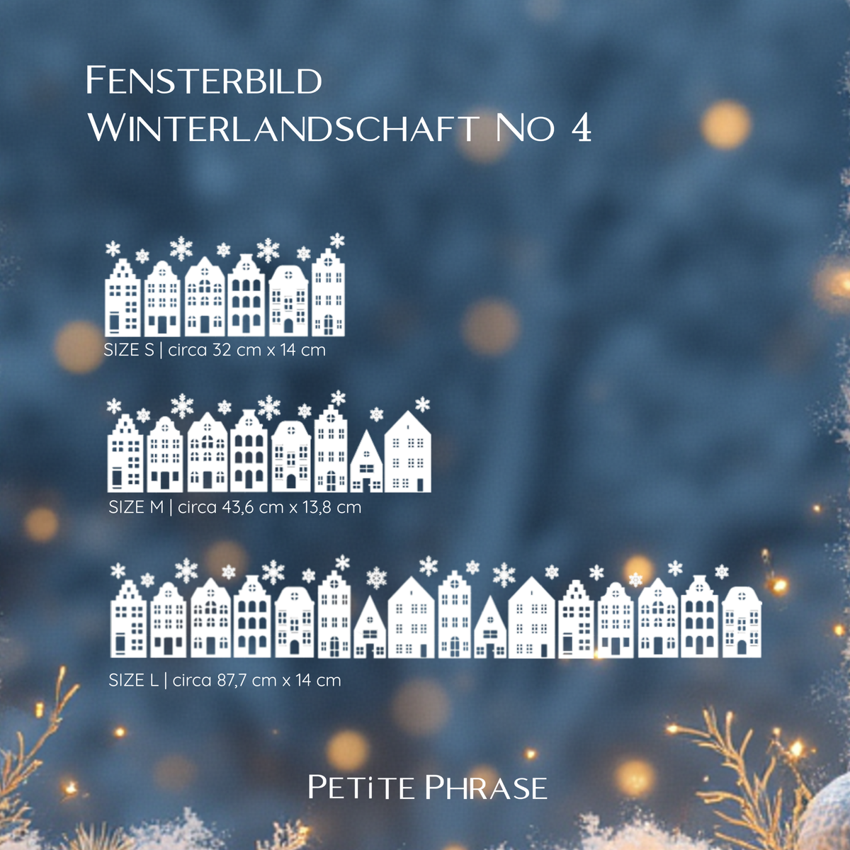 Fenstersticker Weihnachtsdorf 4 – Magische Winterlandschaft, handgemachte Sticker für Zuhause & Kinderzimmer