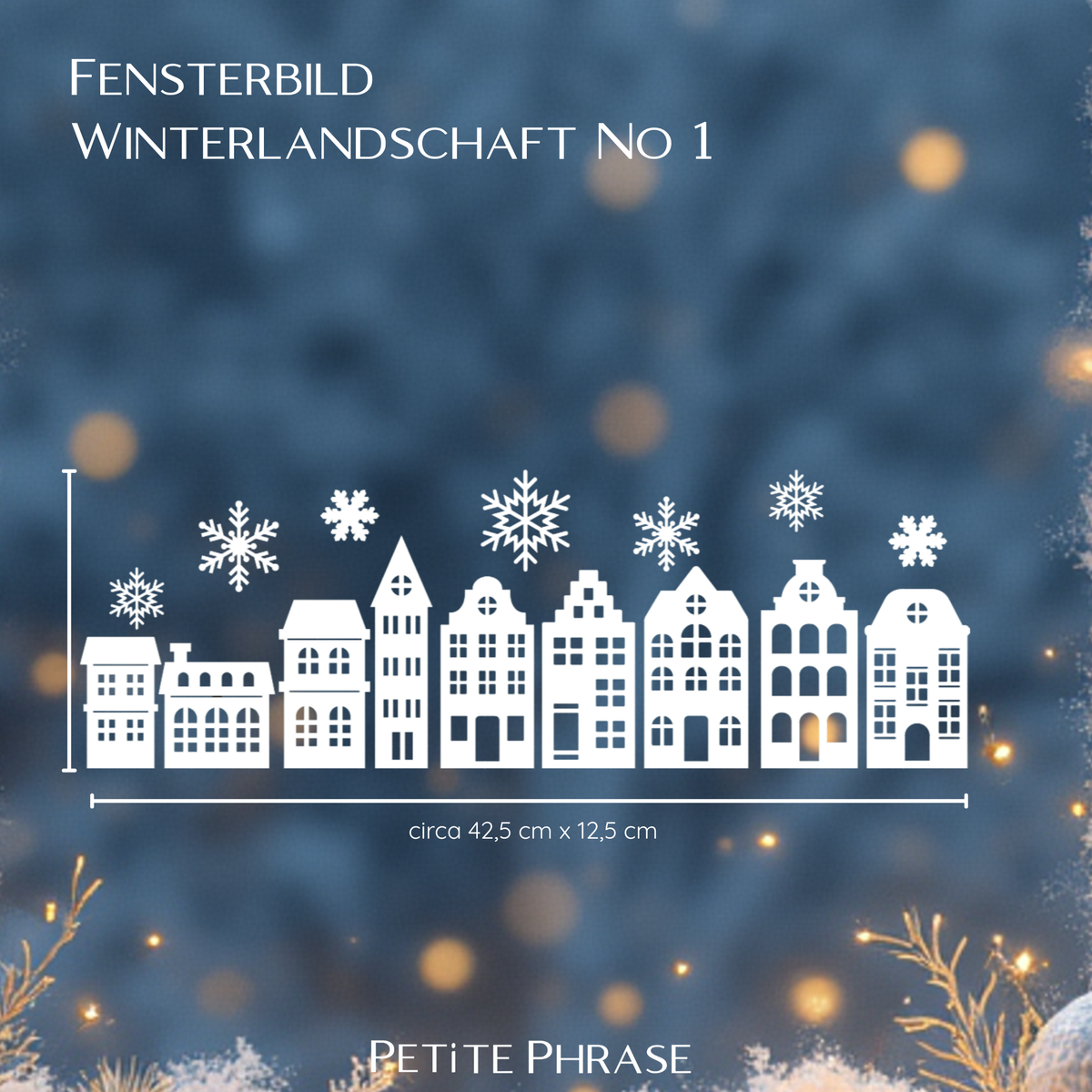 Fenstersticker Weihnachtsdorf 1 – Magische Winterlandschaft, handgemachte Sticker für Zuhause & Kinderzimmer